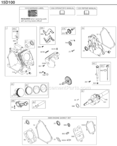 Page A Diagram and Parts List for 15D100 0111-0918 Briggs and Stratton Engine